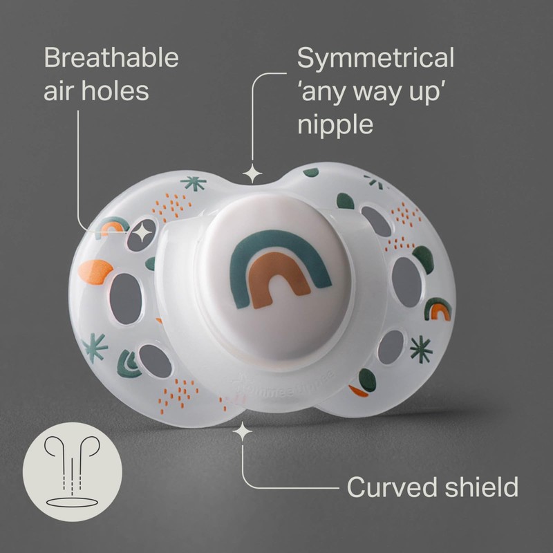Tommee Tippee Night Time Pacifier, 18-36 Months, Symmetrical Silicone Baglet,
