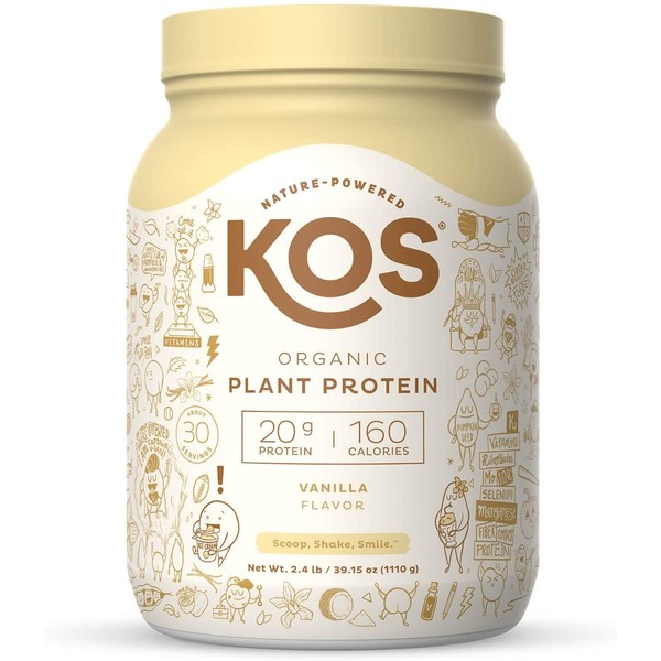 KOS Organic Plant Based Protein Powder, Vanilla - Delicious Vegan Protein Powder - Keto Friendly, Gluten Free, Dairy Free and Soy Free - 2.4 Pounds, 30 Servings