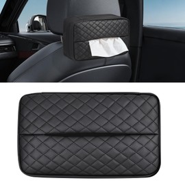 YAVIV Car Tissue Case PU Leather Material Fits Within 8.9 x 4.7 x 3.5 inches Headrests, Armrests, Dashboard, Sun Visor, Keep Your Car Clean Stylish Tissue Holder (Black)