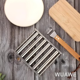WUAWE 2Pcs Hot Dog Roller for Grill, Stainless Steel Sausage Roller Rack with Extra Long Wood Handle, BBQ 10 Hot Dog Capacity