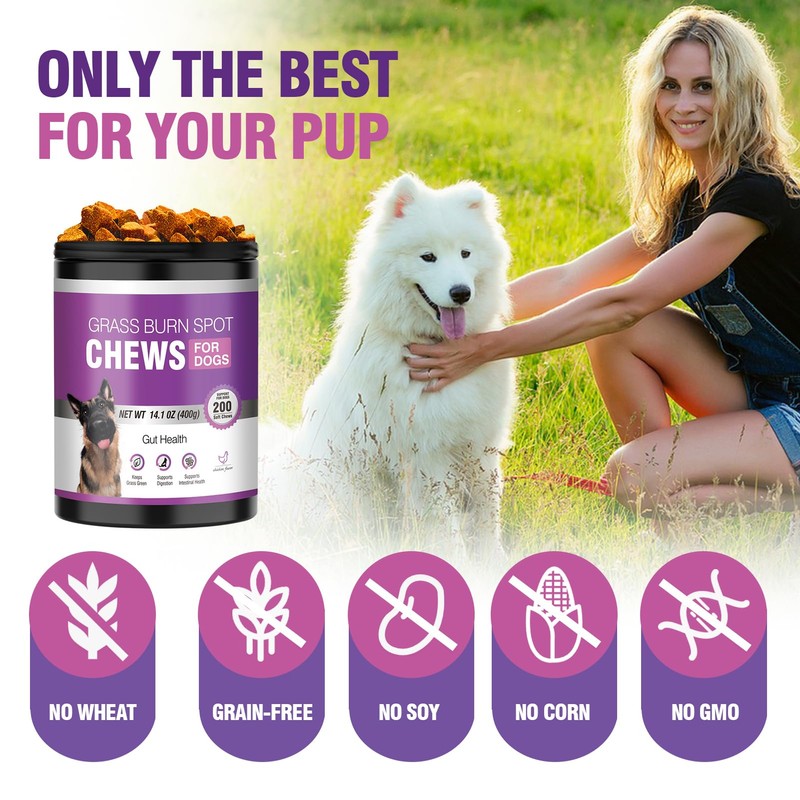Grass Burn Spot Chews for Dogs 200 Count, Cranberry for