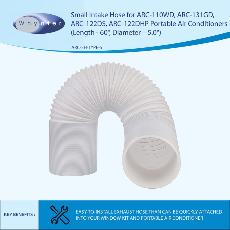 Whynter ARC-EH-Type-S 5.0" Diameter Intake/Exhaust Hose for Portable Air Conditioner