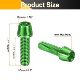 sourcing map 6pcs Bike Disc Brake Caliper Bolts M5 x 18mm Hex Bicycle MTB Disc Brake Caliper Adapter Screws Bolts for Road Mountain Bike BMX, Green
