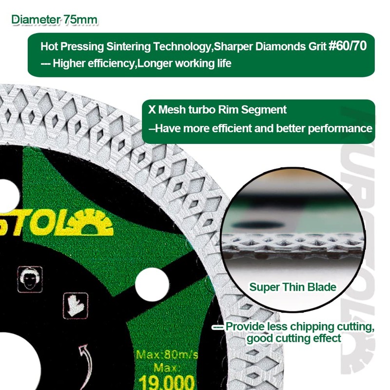 KURSTOL 3" Tile Diamond Blade - 2pcs 75mm Super Thin