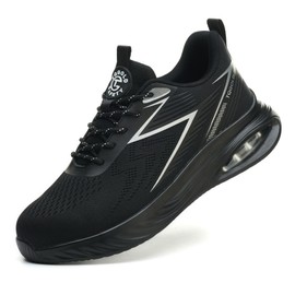 AONETIGER Work Steel Toe Shoes Safety Shoes for Men Lightweight Comfortable Slip Resistant Construction Work Shoes Cushion Indestructible Shoes Black 40