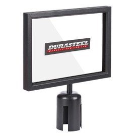 DuraSteel Stanchion Sign Holder - Landscape Display for 8.5" x 11" Paper Size - Double Sided Sign Frame with Plexiglass Cover - NOT Fit with US Weigh Sentry Stanchion - Crowd Control & Queue Barrier