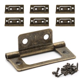 Litoexpe 6 Pcs Non-Mortise Door Hinges, 2 x 0.9 Inch Bifold Door Hinges, Bronze Cupboard Hinges for Variable Kitchen, Bathroom