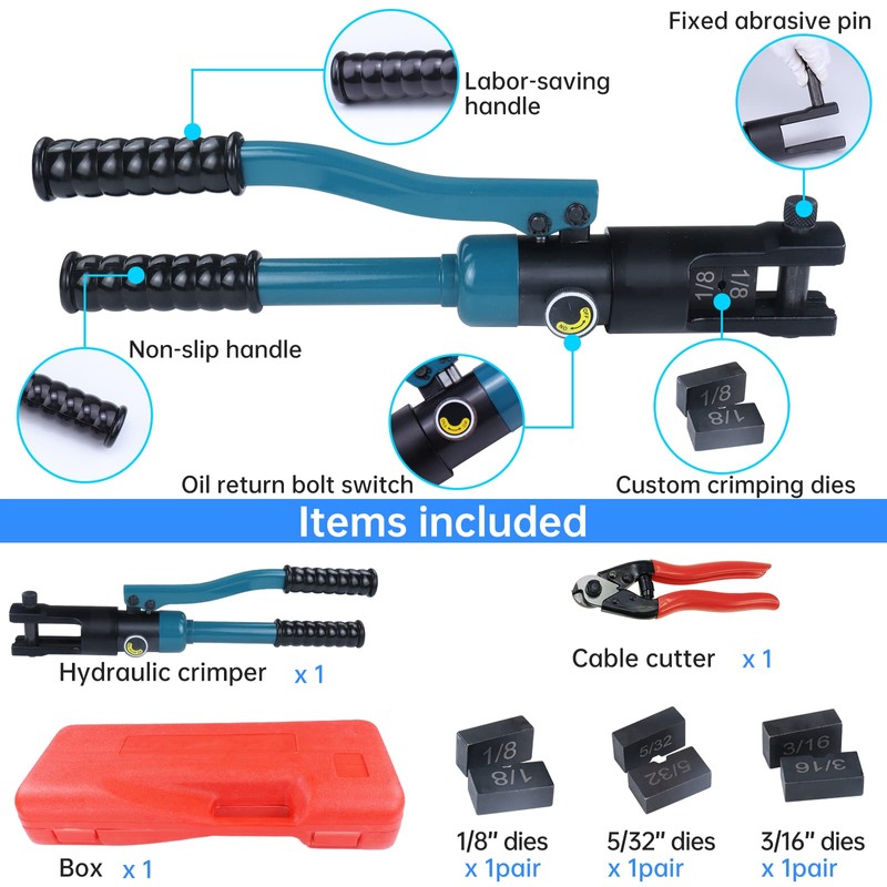Muzata Upgraded Custom Cable Railing Crimping Tool Hydraulic Crimper Hydraulic