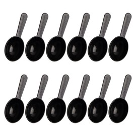 Framendino, 12 Pack Plastic Coffee Measuring Spoons Short Handle Scoops for Tea Sugar Cereal Milk Powder Spices Black 7g