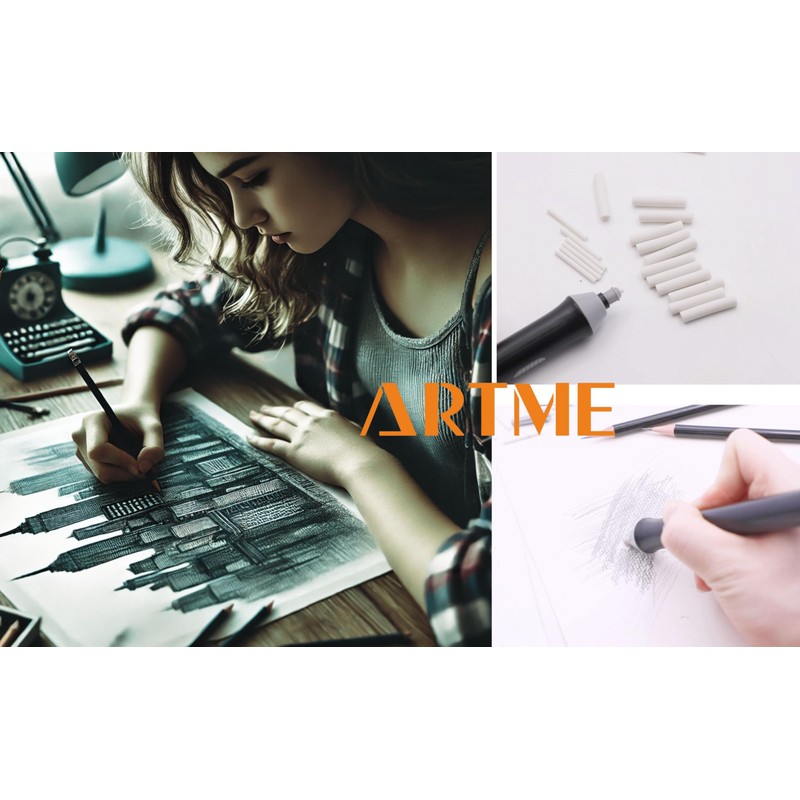Artme Electric Eraser (22pcs Refills Included) - Round, Rubber &