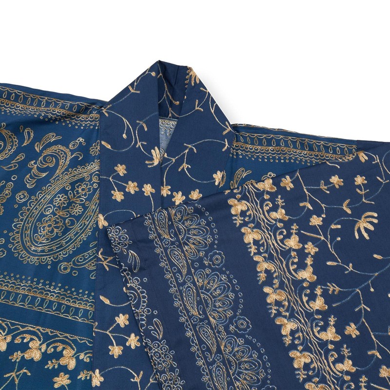 Bassetti Satin Kimono Unisex Comfortable Lightweight Chic Breathable, blue