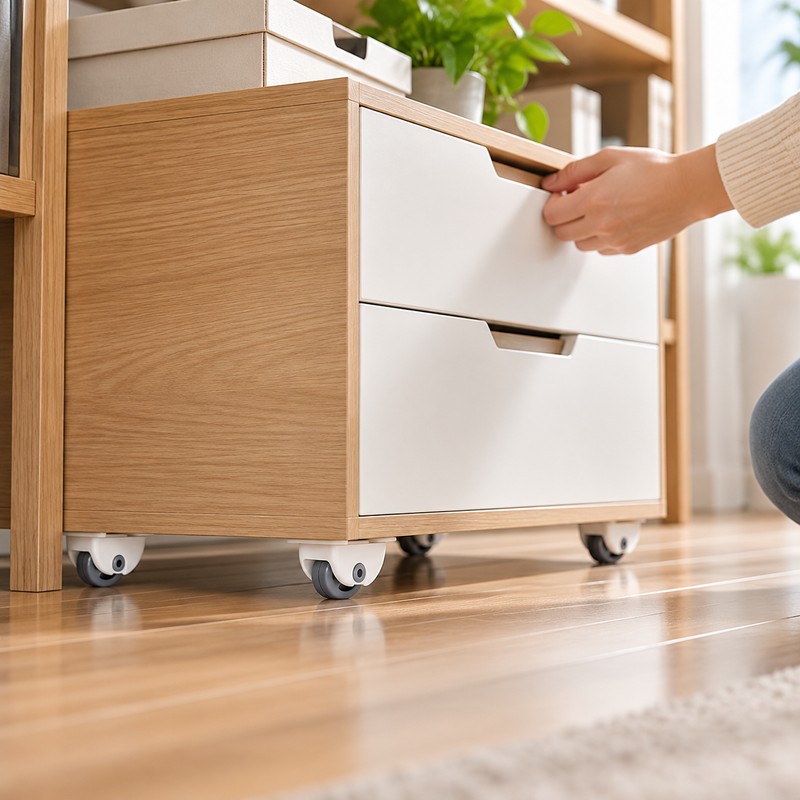 Self-Adhesive Caster Wheels for Storage Boxes – Tool-Free Mobility for