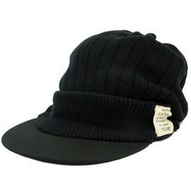 bigwatch (bigguwatti) Hat Plus Size Ribbed Shade Knit Cap Black Tr – 01 Men's