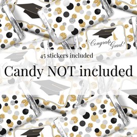 Confetti Polka Dot Graduation Party Mini Chocolate Candy Bar Sticker Wrappers, 45 1.4" x 2.6" Wrap Around Labels by AmandaCreation, Great for Party Favors