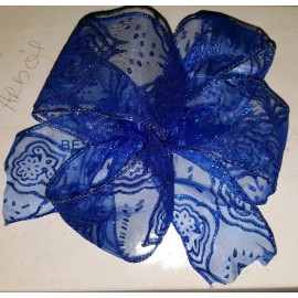 Handmade Small 5-6" Handmade Hand Tied Wired Blue Bow