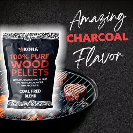 Kona Coal Fire Smoker Pellets - 100% Natural Premium Wood Pellets (8 lbs)