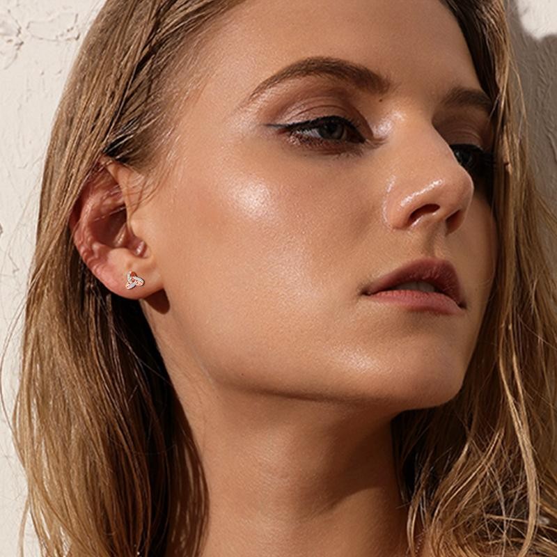 Sterling Silver Post Love Knot Stud Earrings Hypoallergenic Rose Gold