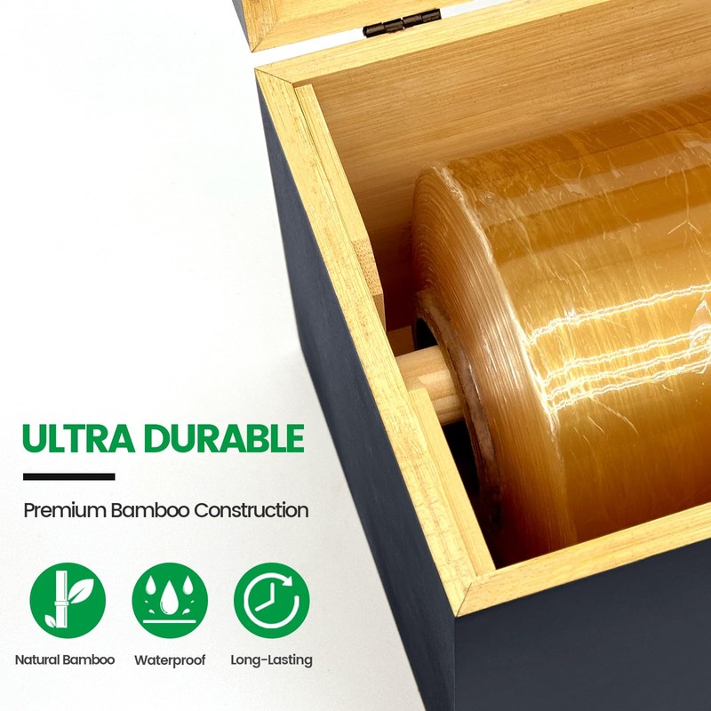 Libreshine Black 18 Inch Plastic Wrap Dispenser with Slide Cutter