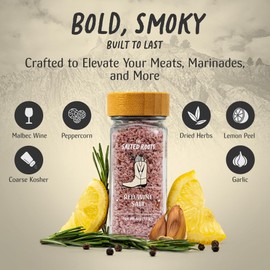 The Salted Roots - Red Wine Salt - Bold & Smoky Seasoning - Infused with Red Wine, Peppercorn, Garlic & Lemon - Perfect for Grilled Meats & Gourmet Dishes - 4oz