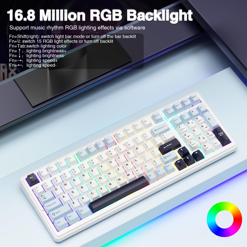 AULA F99 Wireless Mechanical Keyboard, Hot Swappable Custom Keyboard,Pre-lubed Linear