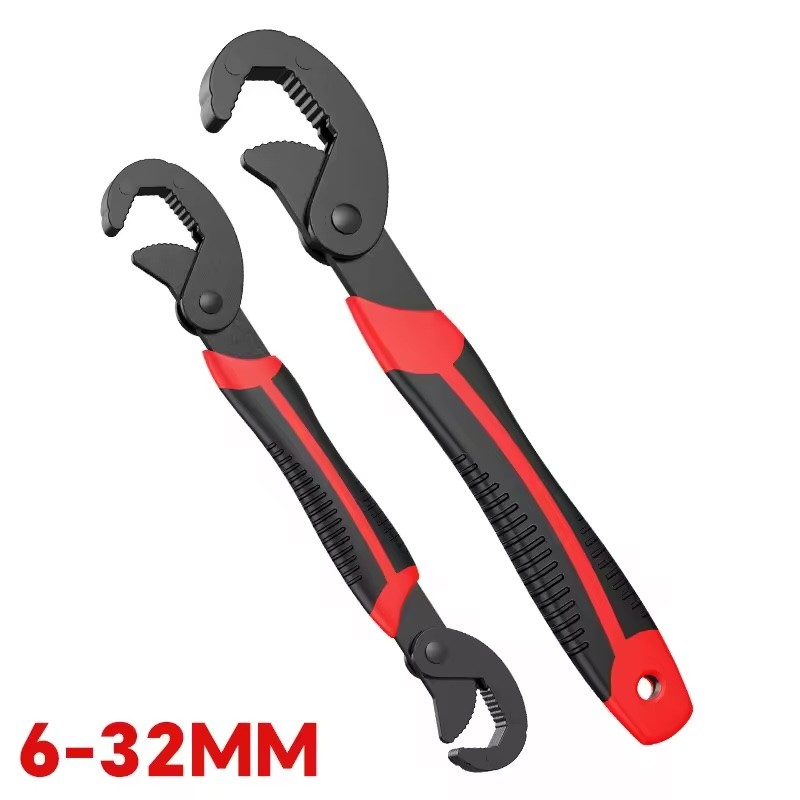 Self-Adjusting Open-End Wrench Set with Double-End Grip for Nuts, Bolts