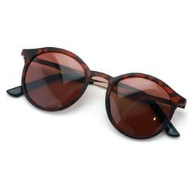 V.W.E. Polarized Round Circular Oval P3 Sunglasses, Unisex Lightweight Shades for Women or Men (Matte Tortoise, Brown)