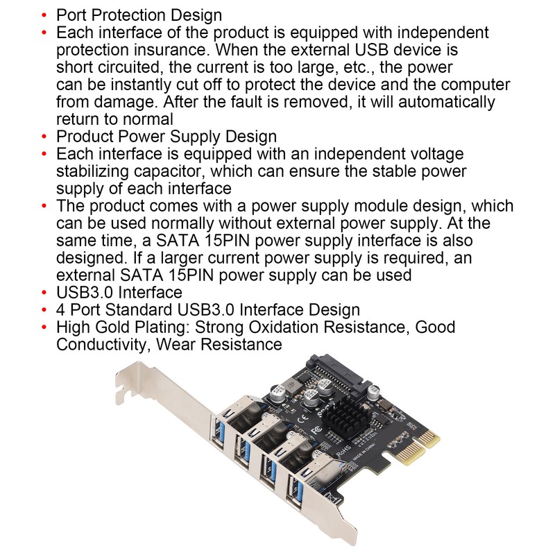 USB 3.0 PCIE Expansion Card PH64 2U/4U VL805 Chip 5Gbps