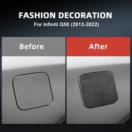 FXETRNL Real Carbon Fiber Fuel Tank Cap Cover for INFINITI Q50 (2013-2022) Exterior Panels Protective Decoratibe Gas,Hard Black