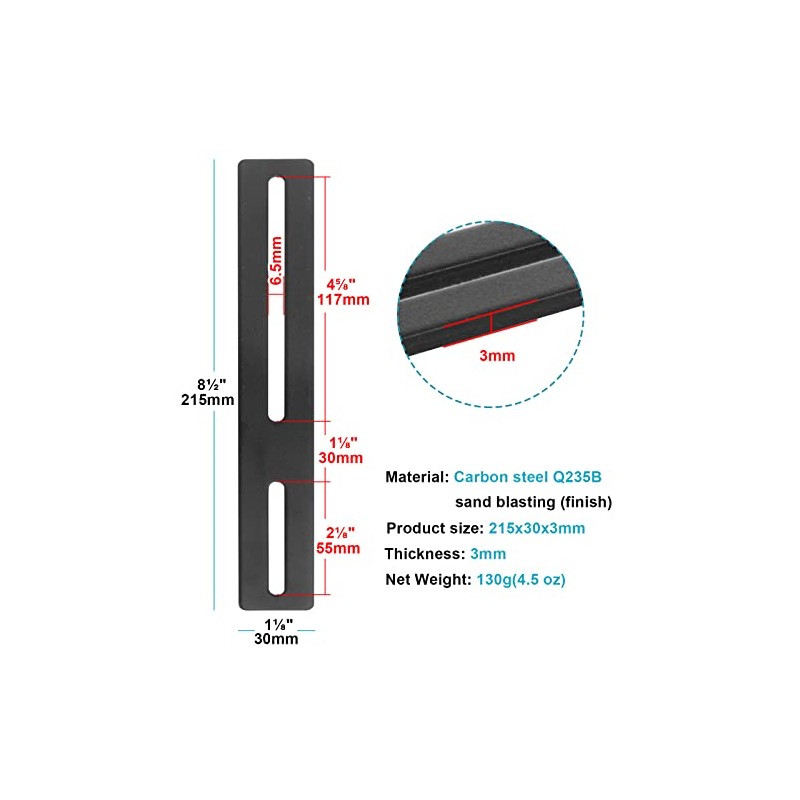10 PCS Black Adjustable Flat Mending Plate with Slotted Hole