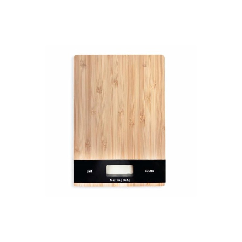 JS Gourmet Rectangular Wooden Bamboo Food Scale, High Precision Sensor