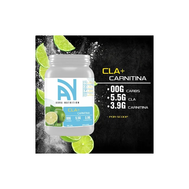 Cla + Carnitina Suplemento Polvo 1kg Aura Nutrition 100servi