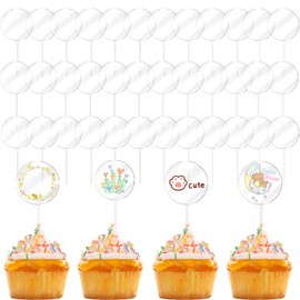 36 adornos acrílicos para tartas en blanco, para fiesta de cumpleaños y boda (redonda)