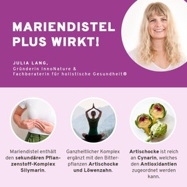 InnoNature Milk Thistle Plus Capsules, Naturally Combined with Artichoke, Black Radish and Dandelion Root, 90 Capsules, 200 mg Silymarin per Capsule, Gluten-Free, Vegan, Vegetable Based
