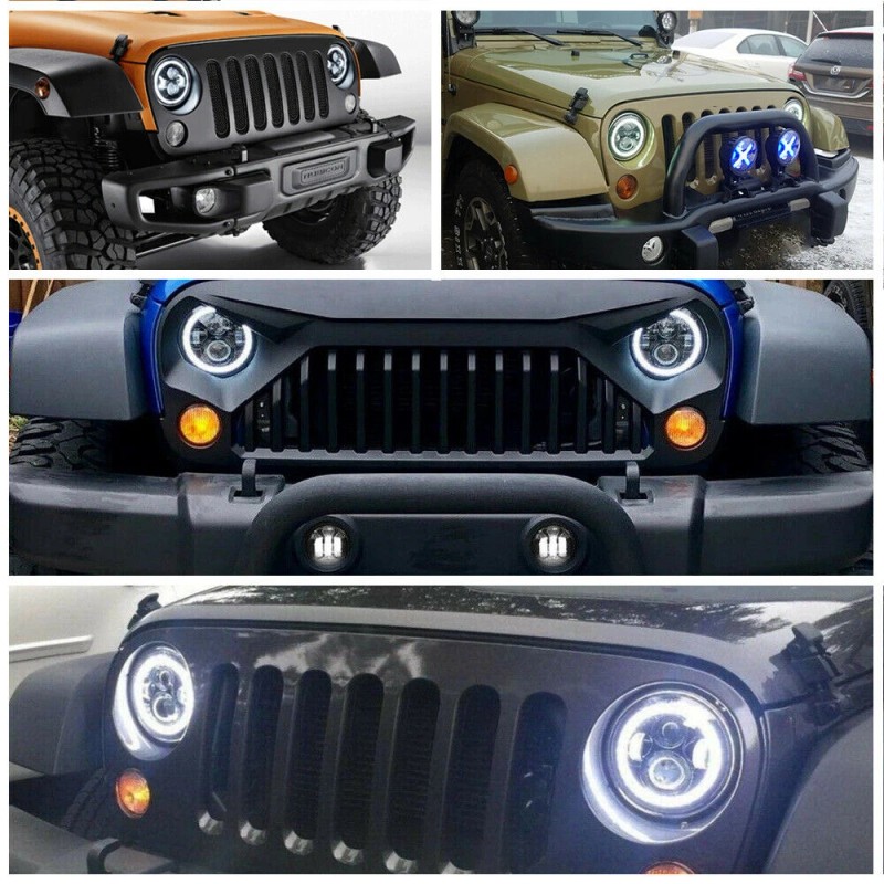 Unbranded 7" Inch LED Headlights + Smoke Tail Lights Combo