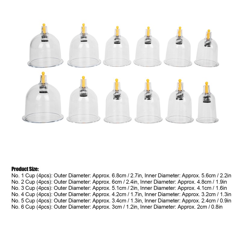 24pcs Professional Magnetic Therapy Vacuum Suction Cupping Set Body Treatment