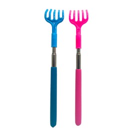 Qaoquda Back Scratcher 2 Pcs Portable Stainless Steel Extendable Telescopic Plastic Backscratcher (Color Random)