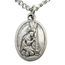 WJH St Mary Magdalen Medal 3/4 Inch Metal Saint Pendant with Chain