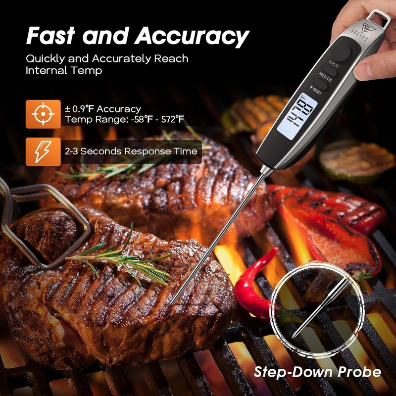 DOQAUS Instant Read Food Thermometer with Backlight LCD Screen, Digital