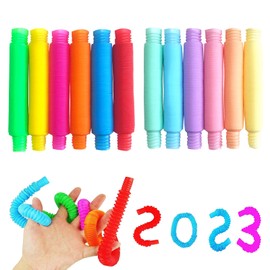 Pop Tubes Sensory Toy, 12 Pieces, Colourful Stretch Tube Sensory Toy, Pop Tubes for Children, Stress and Anxiety Relief, Children, Adults, Party Bags, Children's Birthday Boy Party Favours