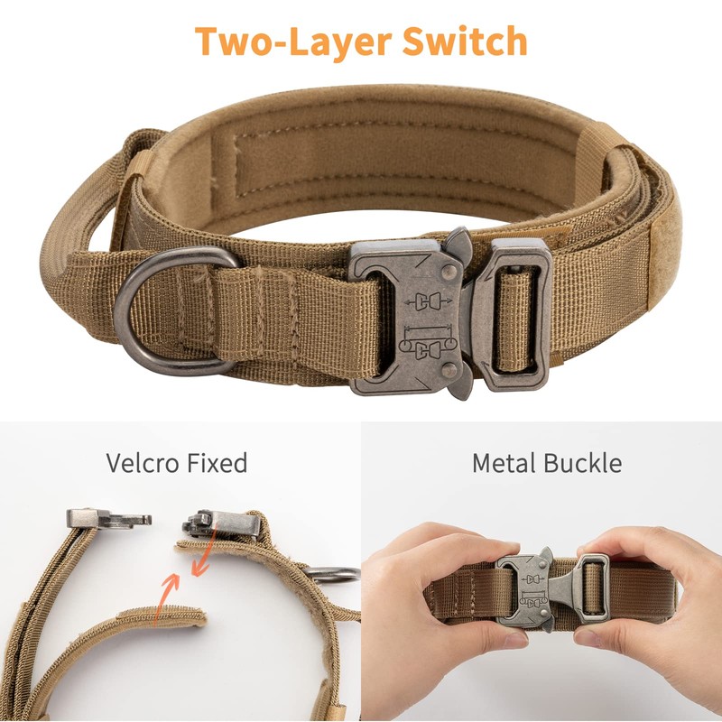 Adjustable Dog Collar with Control Handle, Tactical Collar Nylon, Dog