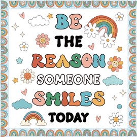 Boho Rainbow Classroom Bulletin Board Decoration Set Welcome Banner Wall Door Colorful Classroom Decorations for Kindergarten Preschool Elementary Middle School(Be The Reason Someone Smile Today)