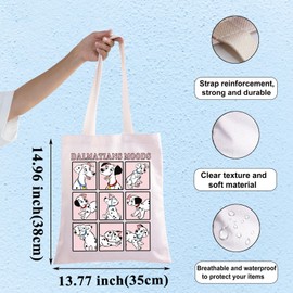 WZMPA Funny 101 Dalmatians Canvas Tote Bag Dalmatian Lover Gift Dalmatians Moods Shoulder Bag 101 Dogs Merch (Dalmatians Moods TG)