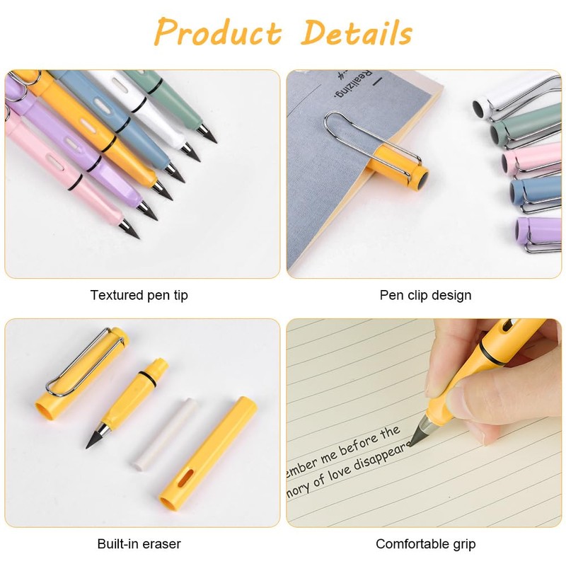 OFFCUP Eternal Metal Pencil, Pack of 6 Inkless Pencils Eternal,
