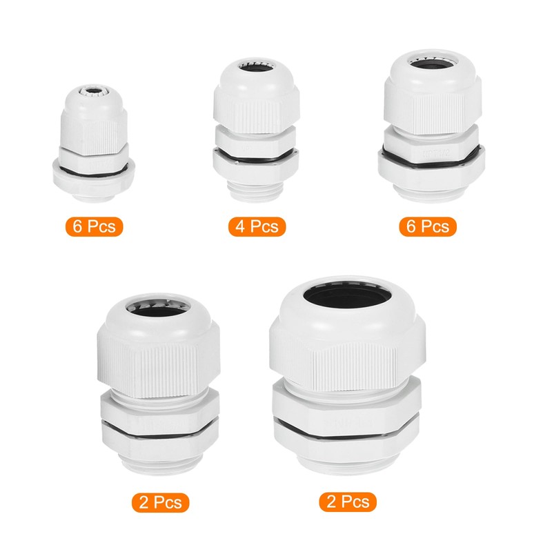 sourcing map 20 Pcs Cable Gland Kit 1/4" 3/8" 1/2"