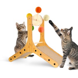 TONY HOBY Cat Scratching Post, Sisal Kitten Scratcher with Ferris Wheel Spinning Balls, Cat Scratching Board for Small Medium Cat (22.5 in, Colorful)