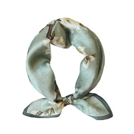 ANDANTINO 100% Pure Mulberry Silk Scarf -21” Lightweight Small Square Neckerchief – Breathable Digital Printed Scarves with Gift Packed (Turquois)