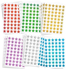 6 Colors Holographic Star Stickers - 1296PCS Small Star Stickers for Kids Reward, Behavior Chart, 0.6" Glitter Sticker for DIY Crafts, Gift Decoration, Fun School Classroom Teacher Supplies