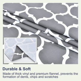 Hipinger Vinyl Round Fitted Tablecloth with Zipper and Umbrella Hole, Outdoor Oil Waterproof Stain Resisteant PVC Table Cover for Party, Picnic and Patio 40-44 Inch, Grey Moroccan