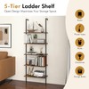 Giantex 5 Tier Modern Wall Mounted Bookshelf Rustic Brown, 71"