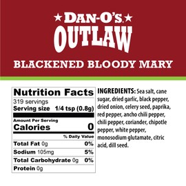 Dan-O's Outlaws Blackened Bloody Mary Seasoning, 9 oz Bottle, All Purpose Seasoning for Chicken, Seafood, Drinks, Veggies and More, Use this Spice Blend to Rim Glasses or Season Snacks